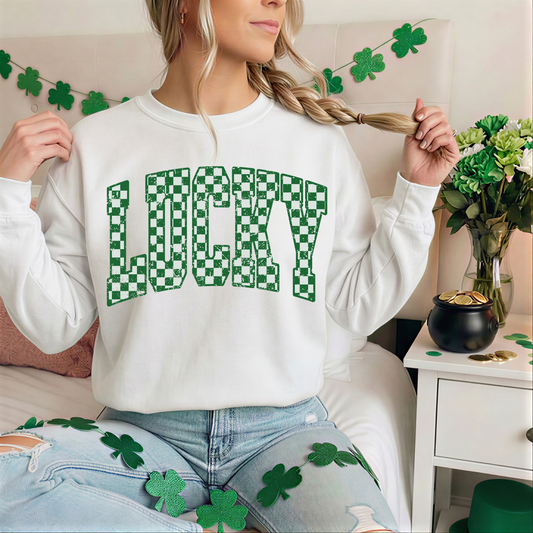Lucky Checkerboard Print - Tee or Sweatshirt