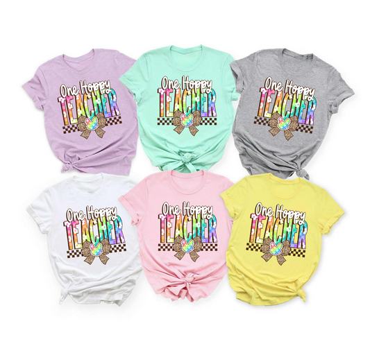 One Hoppy Teacher Cute Fun Teacher Tee