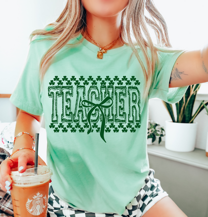 St. Patty's Day Teacher - Mint Or Heather Green - Trendy Tee