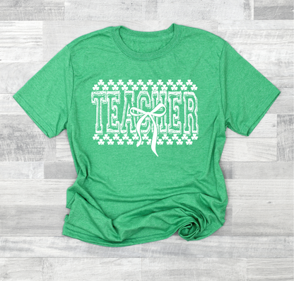 St. Patty's Day Teacher - Mint Or Heather Green - Trendy Tee