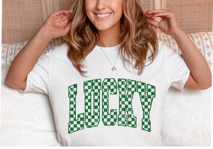 Lucky Checkerboard Print - Tee or Sweatshirt