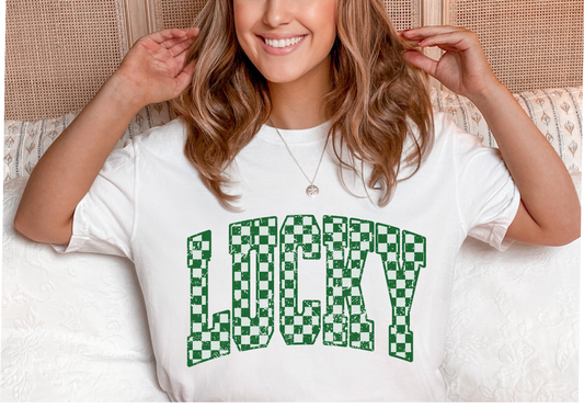 Lucky Checkerboard Print - Tee or Sweatshirt