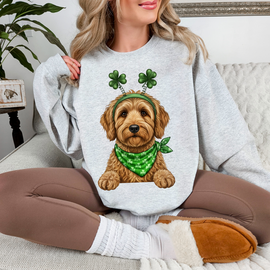 Puppy St. Patty's Clover Headband Sweatshirts