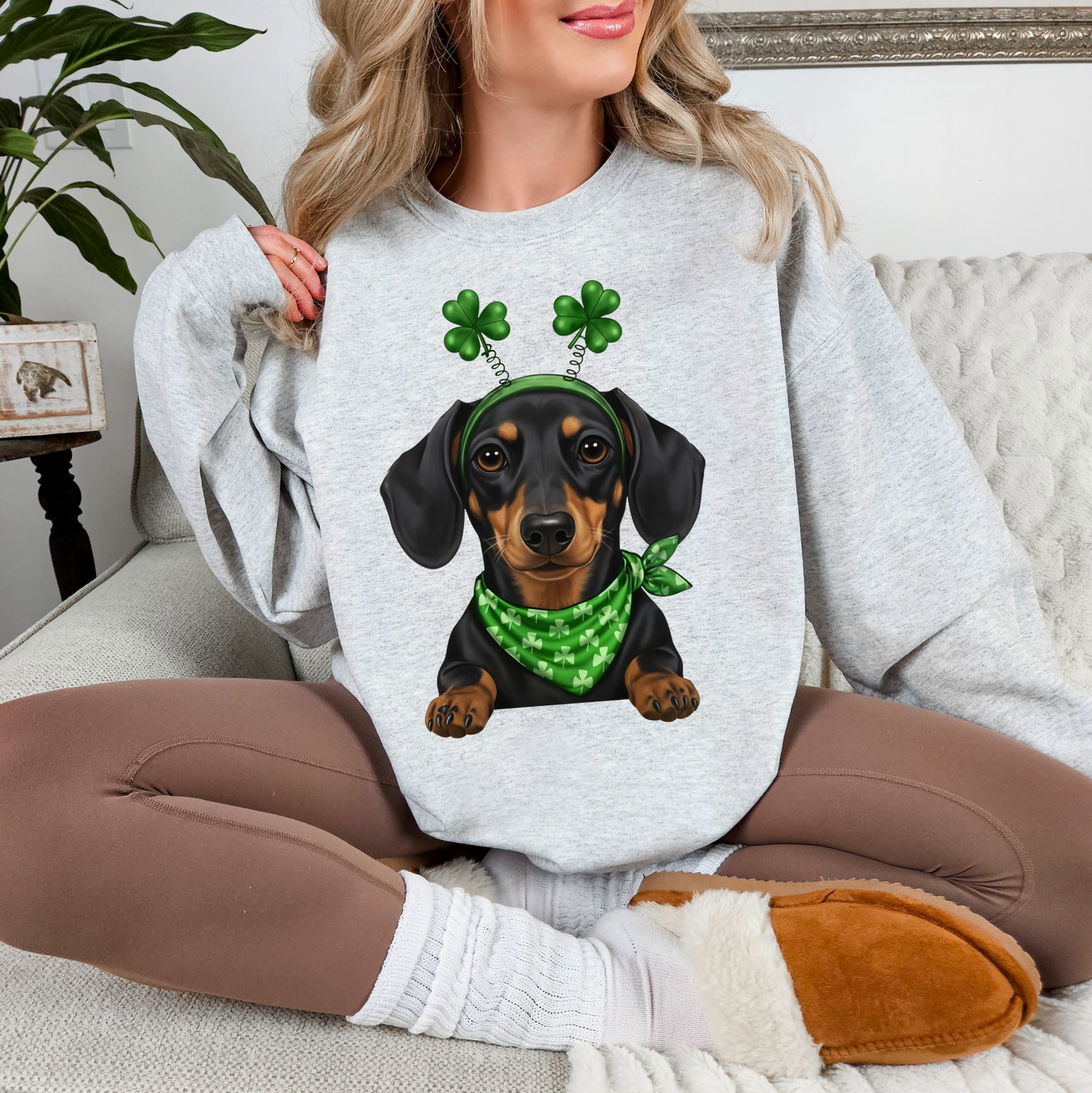 Puppy St. Patty's Clover Headband Sweatshirts