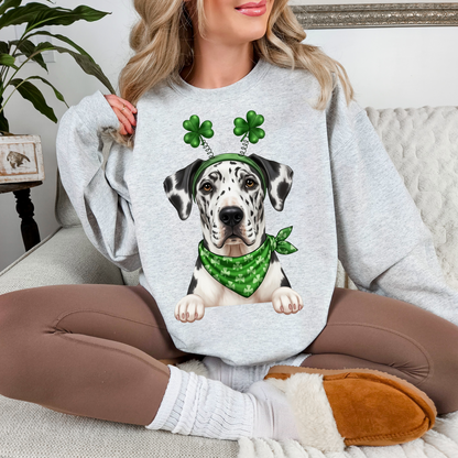 Puppy St. Patty's Clover Headband Sweatshirts
