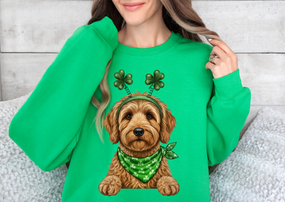 Puppy St. Patty's Clover Headband Sweatshirts