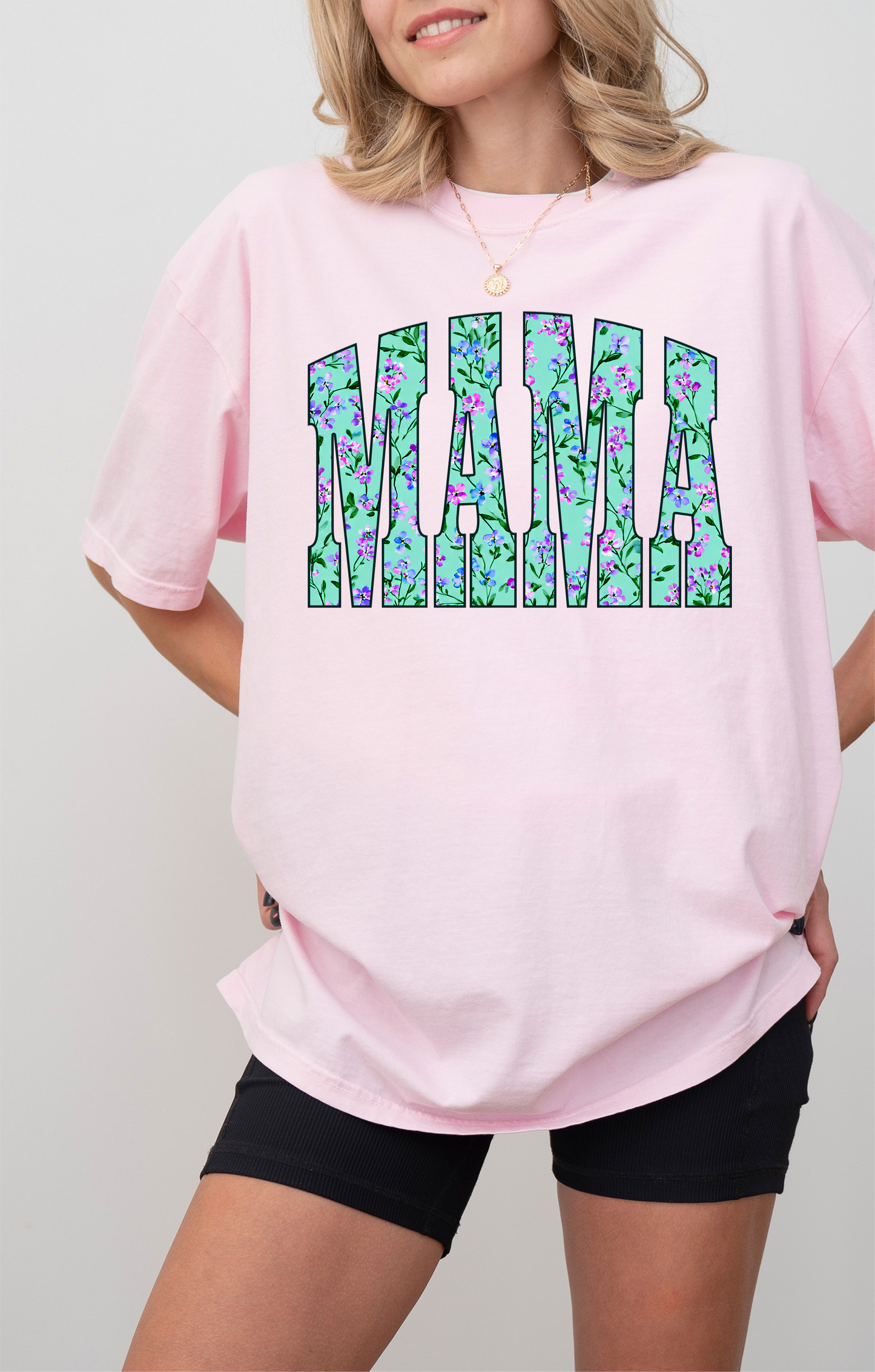 Floral Mint Mama Trendy Design Tee