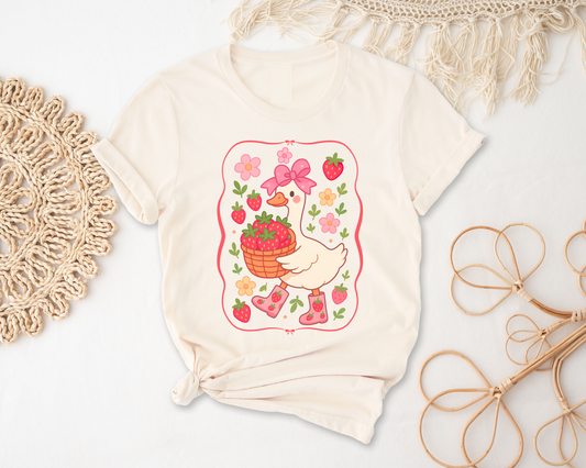 Strawberry Pickin' Silly Goose Tee
