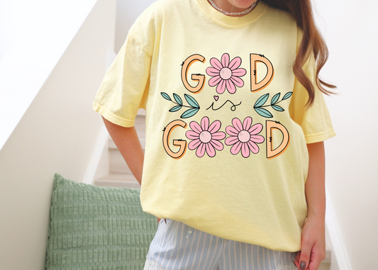 God Is Good - Floral Fun Trendy Christian Tee