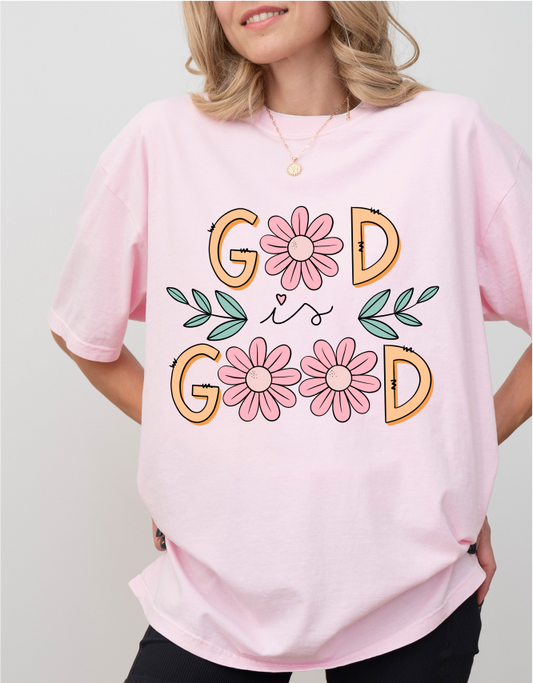 God Is Good - Floral Fun Trendy Christian Tee