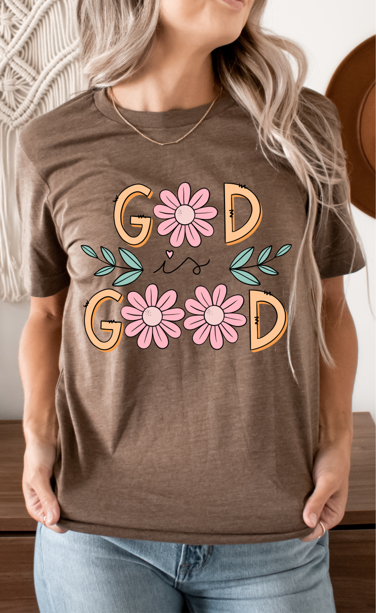God Is Good - Floral Fun Trendy Christian Tee