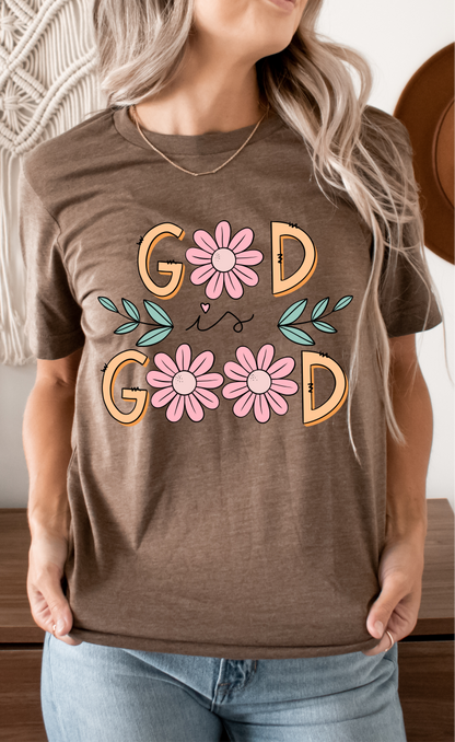 God Is Good - Floral Fun Trendy Christian Tee