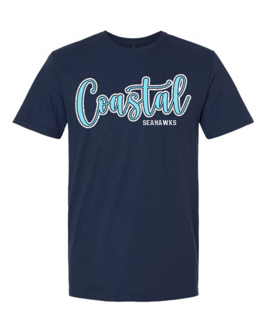 Coastal Seahawks Puff & Glitter Spirit Tee - UNIFORM APPROVED!