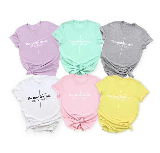 The Tomb Was Empty Easter Vibes Tee - Soft Cotton Blend Unisex Fit with Minimalist Cross Design for Easter Church Events