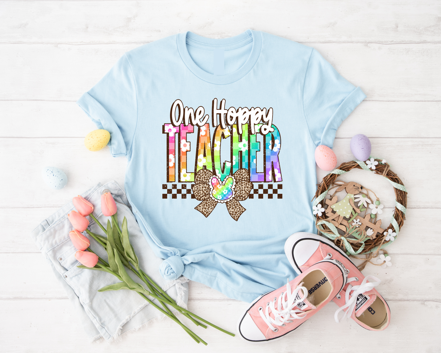 One Hoppy Teacher Cute Fun Teacher Tee